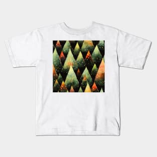 Retro Christmas Tree with Lights Watercolor Seamless Design Kids T-Shirt